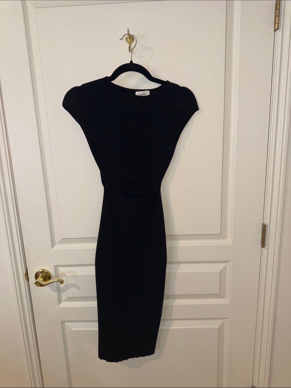Wilfred Black Midi Sheath Dress with Midriff Cutout
